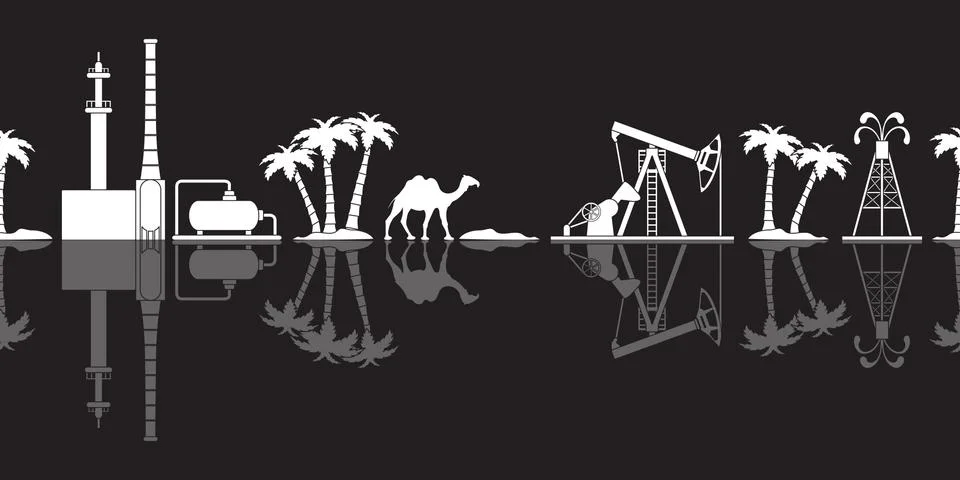 Oil industry vector seamless pattern. Stockillustratie