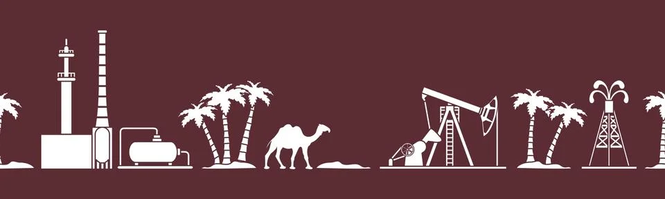 Oil industry vector seamless pattern. Illustrazione stock