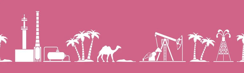 Oil industry vector seamless pattern. Stock Illustration