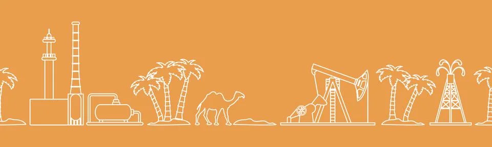 Oil industry vector seamless pattern. Illustrazione stock