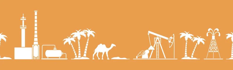 Oil industry vector seamless pattern. Illustrazione stock