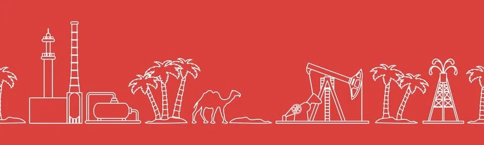 Oil industry vector seamless pattern. Illustrazione stock