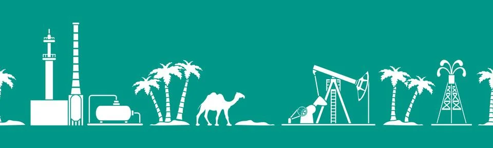 Oil industry vector seamless pattern. Illustrazione stock