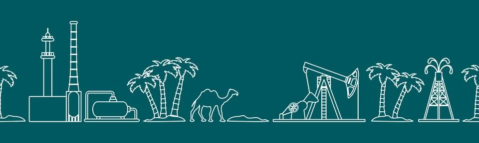 Oil industry vector seamless pattern. Stockillustratie