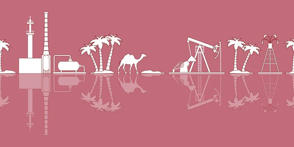 Oil industry vector seamless pattern. Stock Illustration