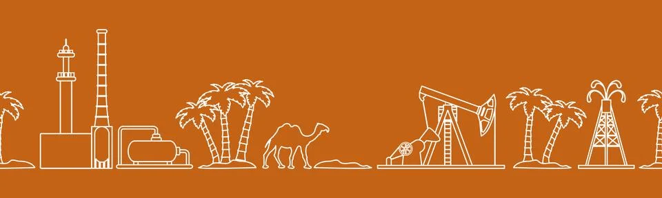 Oil industry vector seamless pattern. Stock Illustration