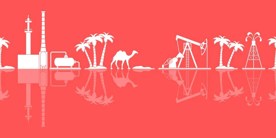 Oil industry vector seamless pattern. Illustrazione stock