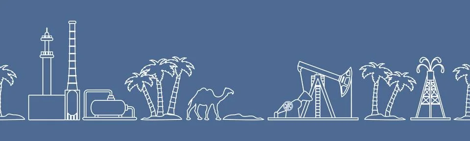 Oil industry vector seamless pattern. Illustrazione stock