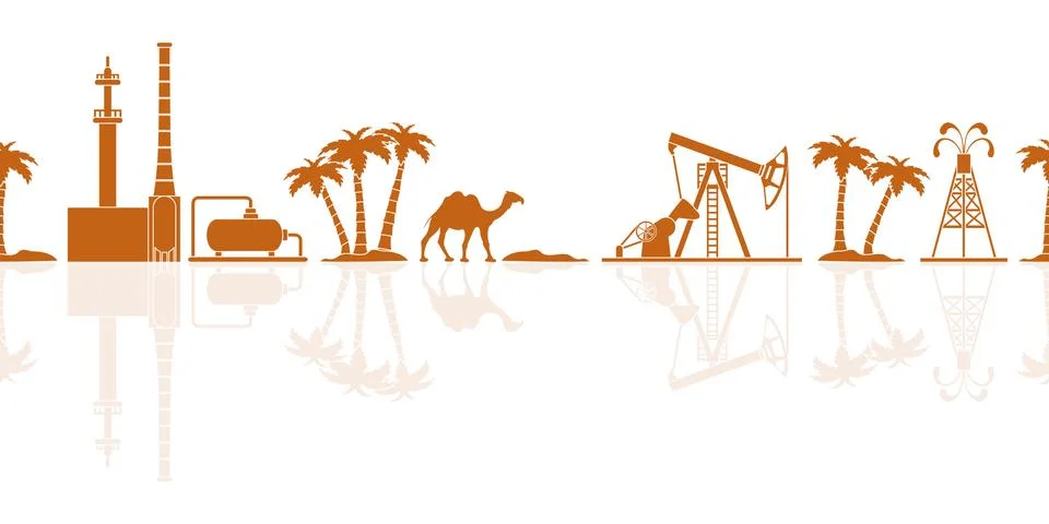Oil industry vector seamless pattern. 스톡 일러스트