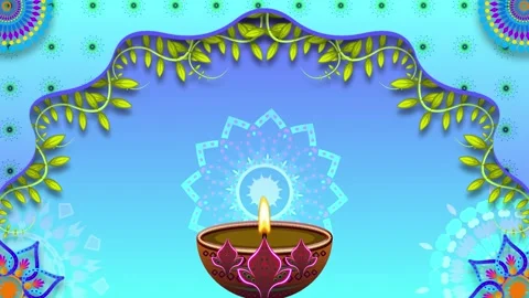 Oil lamp and circle pattern motion animation for diwali celebration. Stock Footage 289009960