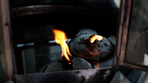 Oil lamp with close up view motion footage video Stock Footage 111406924