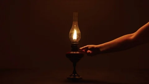 Oil lamp in the dark Stock Footage 103368249