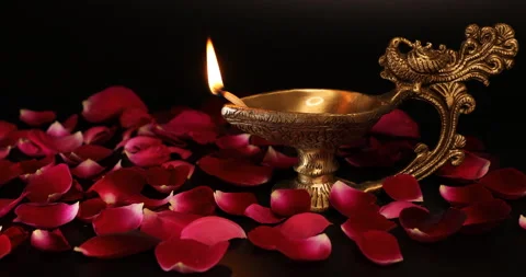 Oil lamp Diya. Stock Footage 236272329
