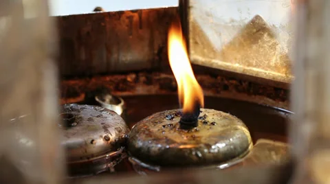 The oil lamp with fire Stock Footage 37111440