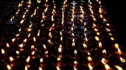 Oil Lamp In a Temple Stock Footage 32482352