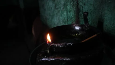 Oil lamp in a temple Stock Footage 208344615