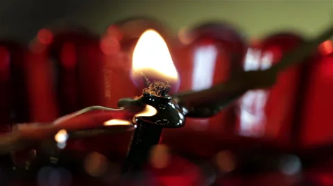 Oil lamp wick in fire Stock Footage 53139922