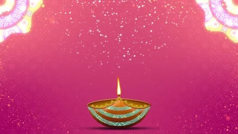Oil lamps burning on red gradient background with bright pattern and moving.. Stock Footage 318475652