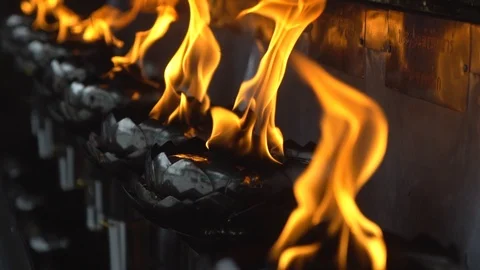 Oil lanterns in temple. Stock Footage 93537244