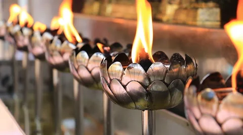 Oil Lanterns Of Wat Phathat Doi Suthep Temple Chiang Mai, Thailand Stock Footage 52479095