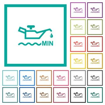 Oil level minimum indicator flat color icons with quadrant frames Stockillustratie