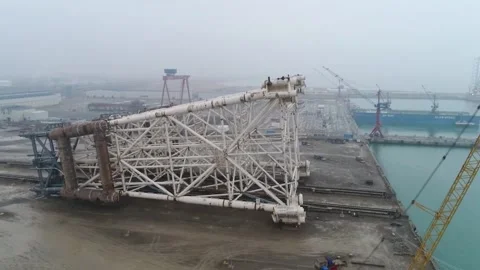 Oil offshore Platform jacket block Stock Footage 230866674