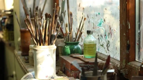 Oil Paint Brushes Vídeo Stock 59936592