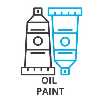 Oil paint thin line icon, sign, symbol, illustation, linear concept, vector Stock Illustration