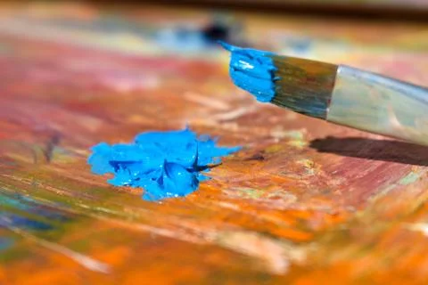 Oil painting. Instruments and objects of the artist. Hobby drawing Stock Photos