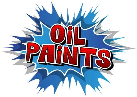 Oil Paints - Vector illustrated comic book style phrase. Illustrazione stock