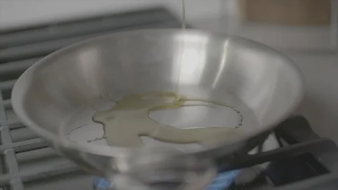 Oil in Pan Kitchen Stock Footage 88613246