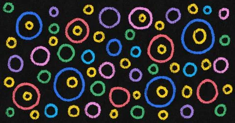 Oil Pastel Circular Scribble on Black Paper Stock Illustration