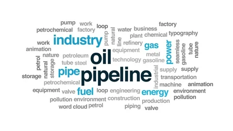 Oil pipeline animated word cloud. Kinetic typography. Stock Footage 101384634