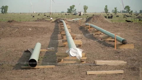 Oil Pipeline under construction 스톡 동영상 79817440