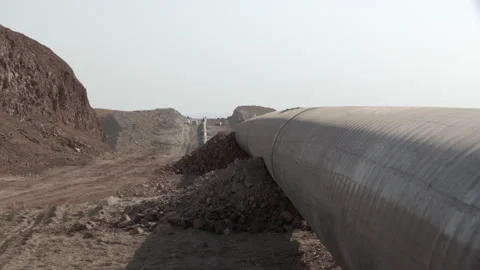 Oil pipeline under construction Stock Footage 300116014