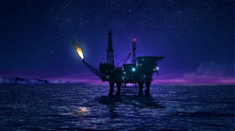 Oil platform in the Arctic loop 動画素材 31547530