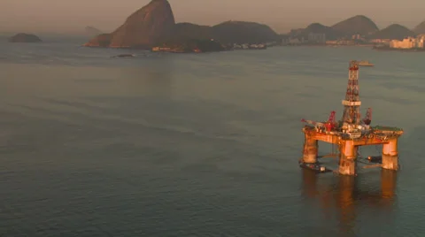 Oil Platform in the Bay Stock Footage 27496577