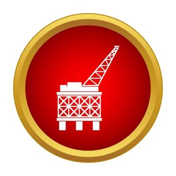 Oil platform derrick icon on red circle button Stock Illustration