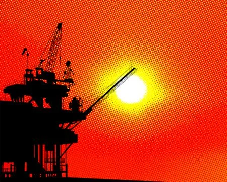 Oil platform halftone Stock Illustration