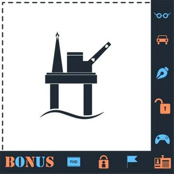 Oil platform icon flat Stock Illustration