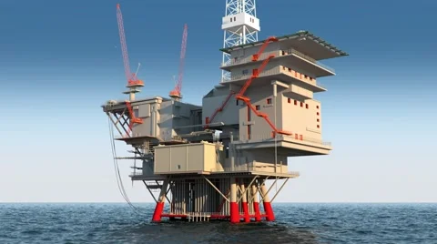 Oil platform in ocean Stock Footage 64907895