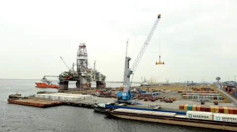 Oil platform in port Stock Footage 47897085