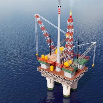 Oil platform in the sea Stock Illustration