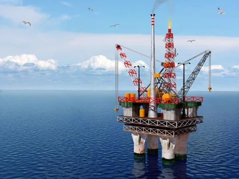 Oil platform in the sea Stock Illustration