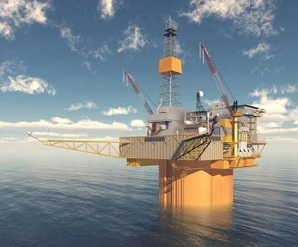 Oil platform in the sea Stock Illustration