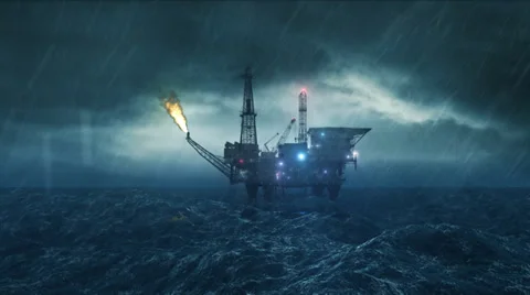 Oil platform in the storm loop HD 動画素材 31548388