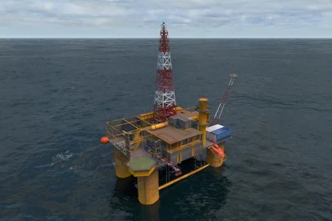 Oil Platorm in ocean Stock Illustration