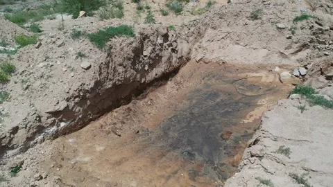 Oil Polluted Contaminated Soil Ground Stock Footage 333631368