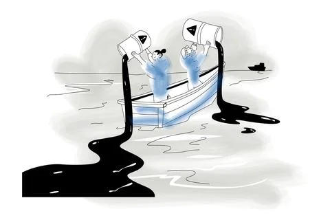 Oil Pollution Illustration Stock Illustration