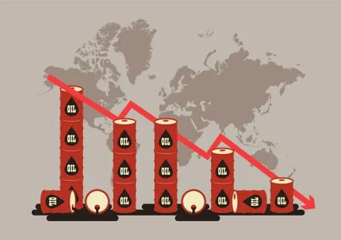Oil price decrease chart Stock Illustration